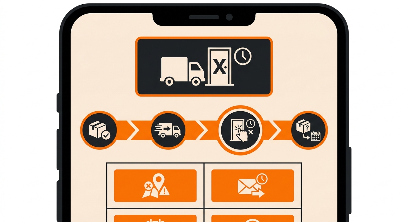 A close-up of a package tracking page on a laptop or smartphone displaying the status 'Attempted Delivery' alongside a simple
