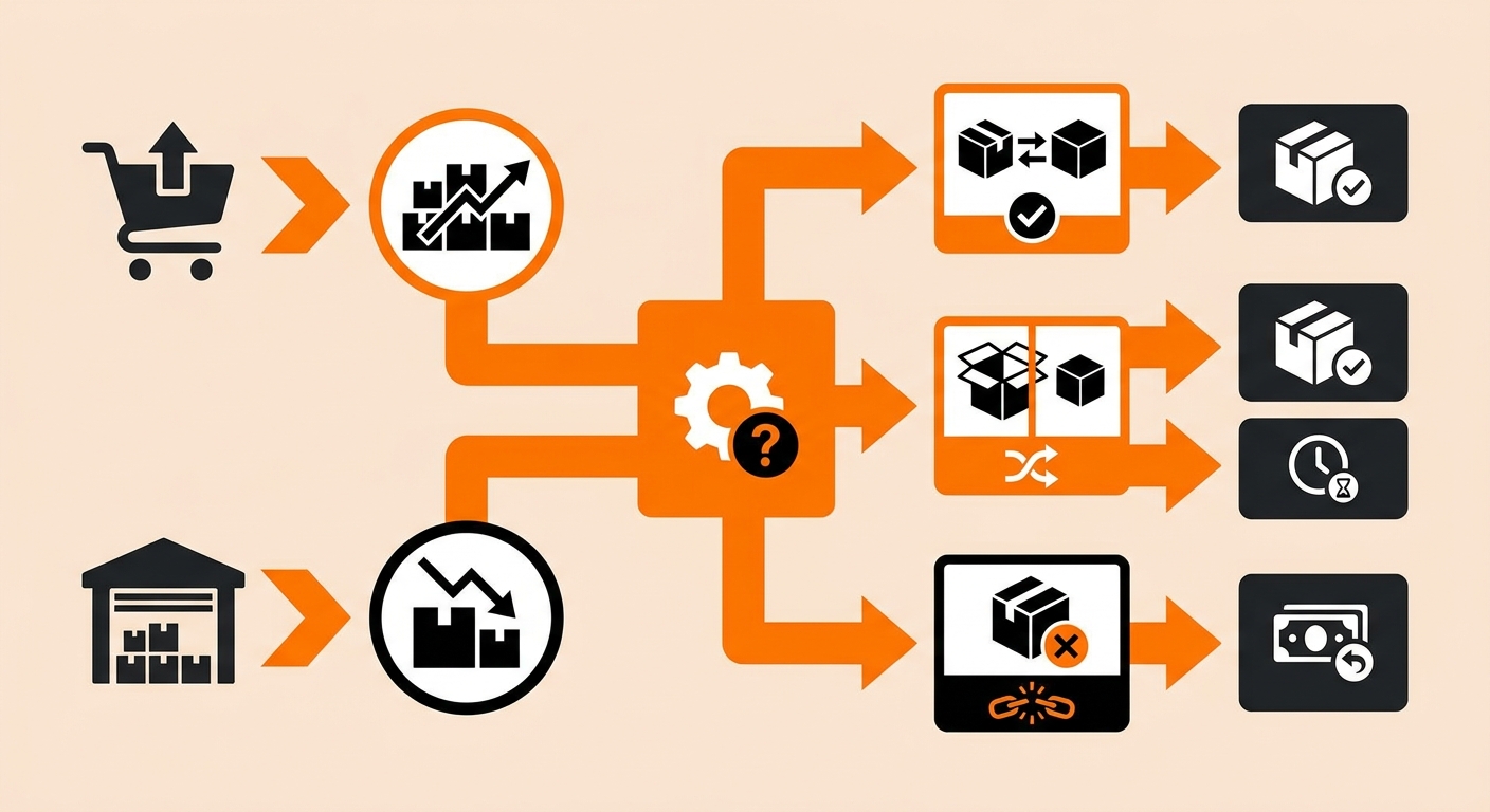 Visual explanation of handle an oversold order for 3PL and eCommerce fulfillment operators