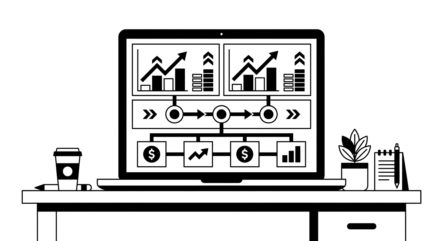A clean hotel revenue dashboard displayed on a laptop screen, showing side-by-side charts for RevPAR and ADR with occupancy t