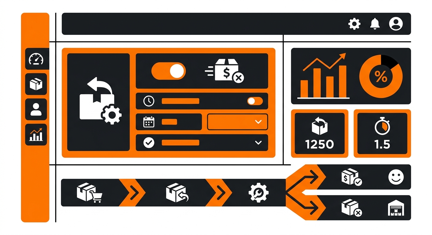 A clean dashboard interface showing an e-commerce returns settings page with a clearly labeled option for configuring returnl